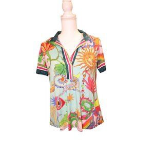 Johnny Was Janie Favorite Short Sleeve Swing Polo, Small NWT